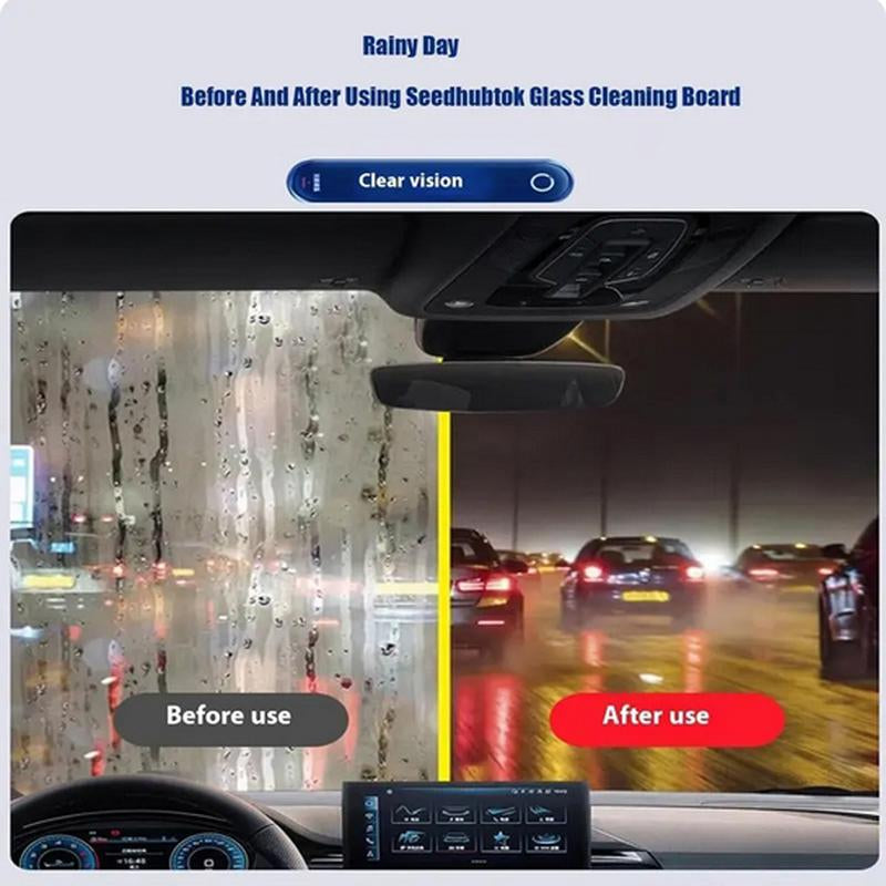 Automotive Oil Film Cleaning Brush, Hydrophobic Glass Cleaning Board, Car Glass Oil Film Remover Glass Cleaning Wipe Board for Windshield Improves Clarity and Visibility (1Pc Brush)