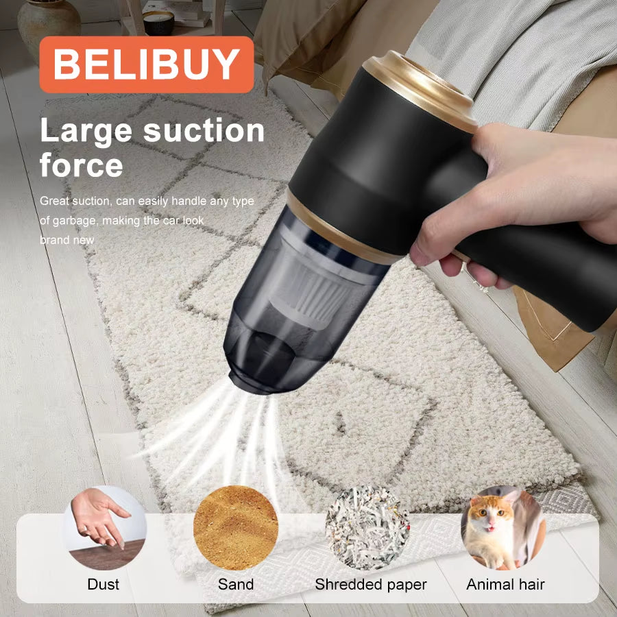 BELIBUY Portable Home and Car Vacuum Cleaner High Power Cleaner Carpet Office Car Powerful Small Vacuum Cleaner Cleaning Machine