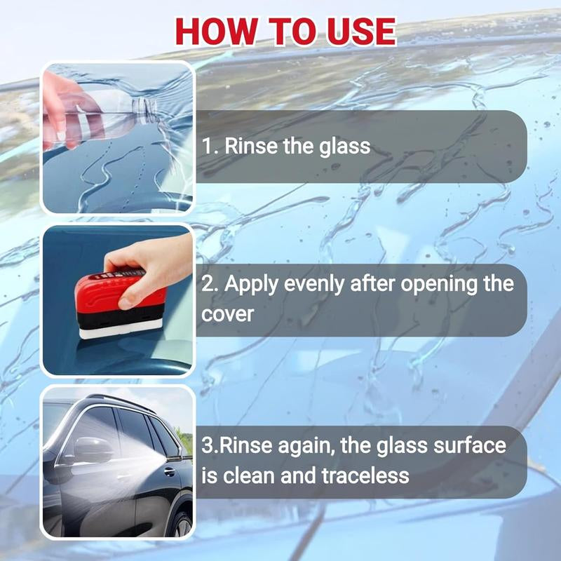 Automotive Oil Film Cleaning Brush, Hydrophobic Glass Cleaning Board, Car Glass Oil Film Remover Glass Cleaning Wipe Board for Windshield Improves Clarity and Visibility (1Pc Brush)