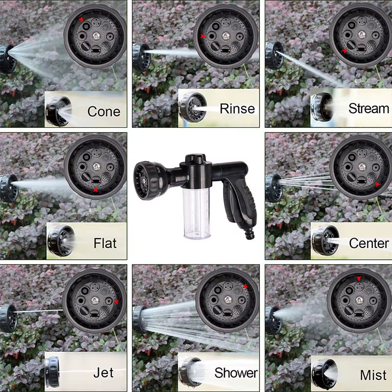 Pressure Hose Nozzle Foam Gun 8 in 1 Jet Spray Gun Soap Dispenser Garden Watering Horse Dog Animal Car Washing Tool Dropshipping