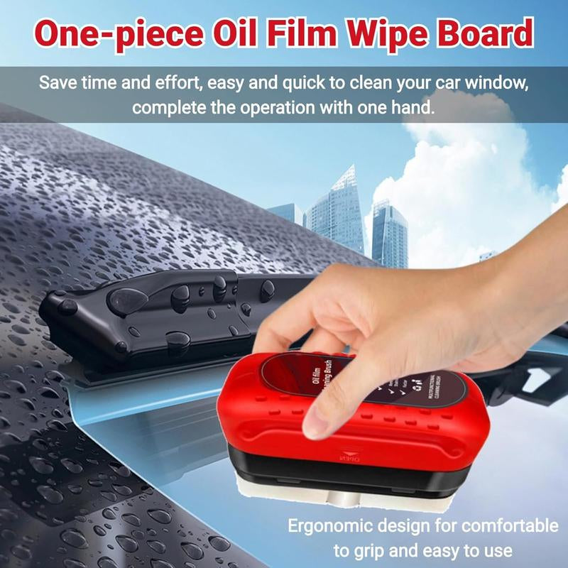 Automotive Oil Film Cleaning Brush, Hydrophobic Glass Cleaning Board, Car Glass Oil Film Remover Glass Cleaning Wipe Board for Windshield Improves Clarity and Visibility (1Pc Brush)