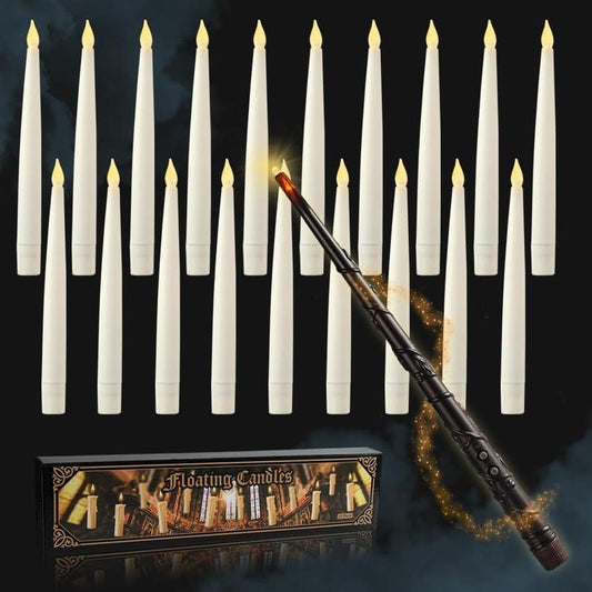20 Pack LED Floating Candles with Wand Remote, Flickering Warm Light, No Assembly Required - Perfect for Indoor Party Decor, Room Hanging, Birthday Favors
