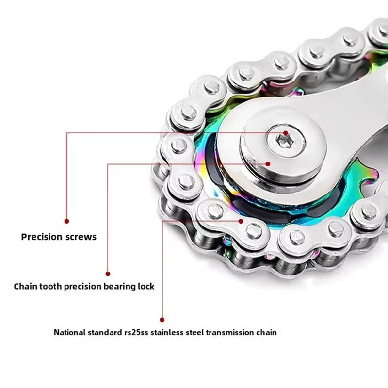 Sprockets Flywheel Fingertip Gyro Fidget Spinner Antistress Anxiety Metal Bike Chains Spinner Fidget Toys for Adult Kids