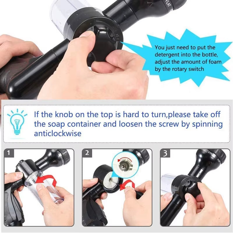 Pressure Hose Nozzle Foam Gun 8 in 1 Jet Spray Gun Soap Dispenser Garden Watering Horse Dog Animal Car Washing Tool Dropshipping